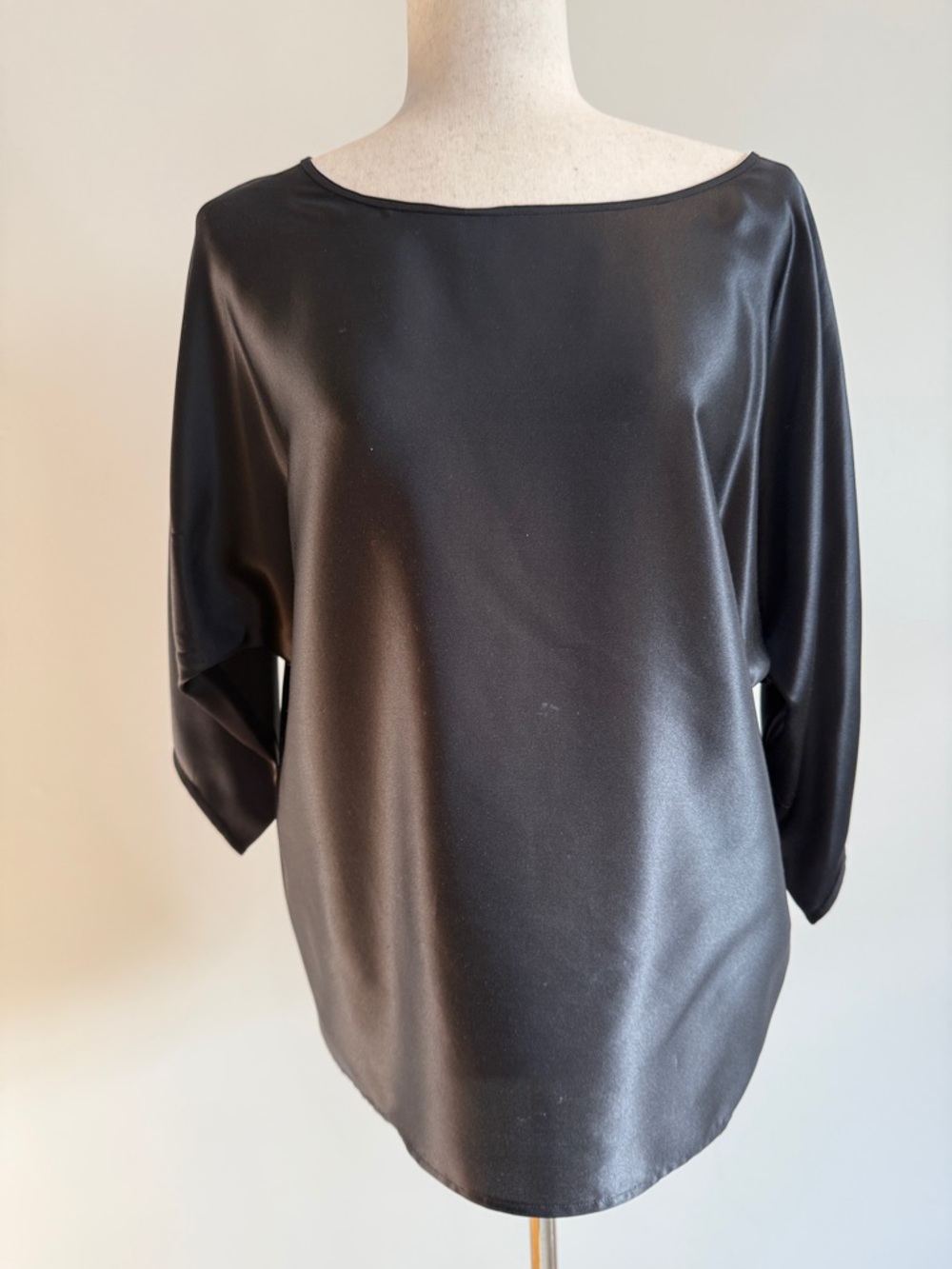 Vince Black Satin Boatneck Dolman Top